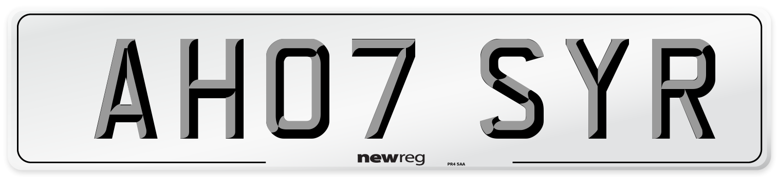 AH07 SYR Number Plate from New Reg